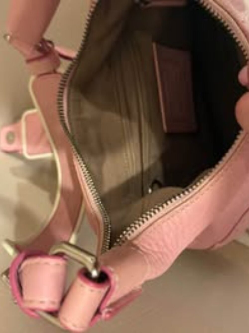 Pink Pebbled Leather Coach Hamptons Hobo Shoulder Bag - Picture 6 of 6
